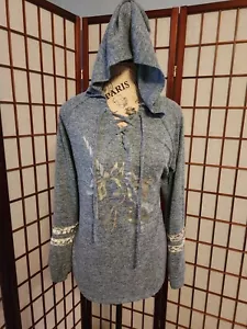 NO BOUNDARIES blue hooded sweater- size 3XL (unicorn print) - Picture 1 of 3
