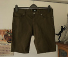 H&M olive green khaki jean type shorts zip fly 30W x 9"L