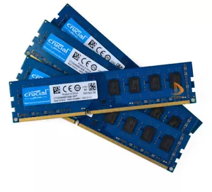 Crucial 32 GB DDR3 RAM 4X 8 GB PC3-12800U 1600MHz DIMM 240pin Desktop Memory - Picture 1 of 6