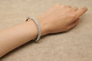 BRAZALETE DIAMANTE CORTE REDONDO 6,00 CTW ACABADO ORO BLANCO 14K ENVÍO GRATUITO - Imagen 1 de 4