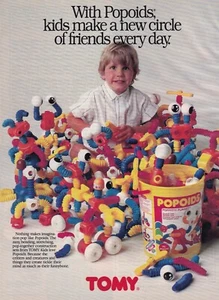 1986 TOMY Popoids Konstruktionsspielzeug - Vintage Printwerbung - "New Circle of Friends" - Bild 1 von 1