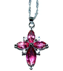 SPARKLING PURPLE CRYSTAL CHRISTIAN CROSS 18" CHAIN NECKLACE #H31 - Picture 1 of 3