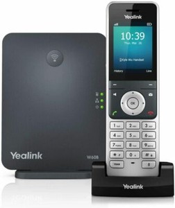 Yealink W60P Cordless DECT IP Phone and Base Station, 2.4-Inch Color Display.