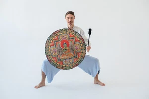 Sagrado "Tambor del Himalaya" 28 pulgadas, enorme tambor vegano chamánico, sanación de sonido - Imagen 1 de 21
