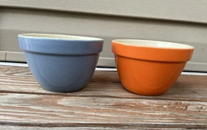 Crate & Barrel Small Nesting Bowls Addison Orange and Blue Made in Portugal - Picture 1 of 11