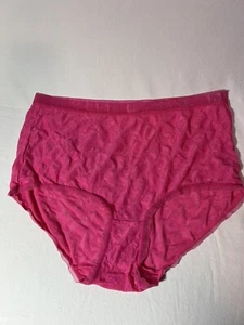 Vintage Wacoal Silky Soft Hot Pink All Lace Nylon Brief 10 3-XL With Dainty Trim - Picture 1 of 7