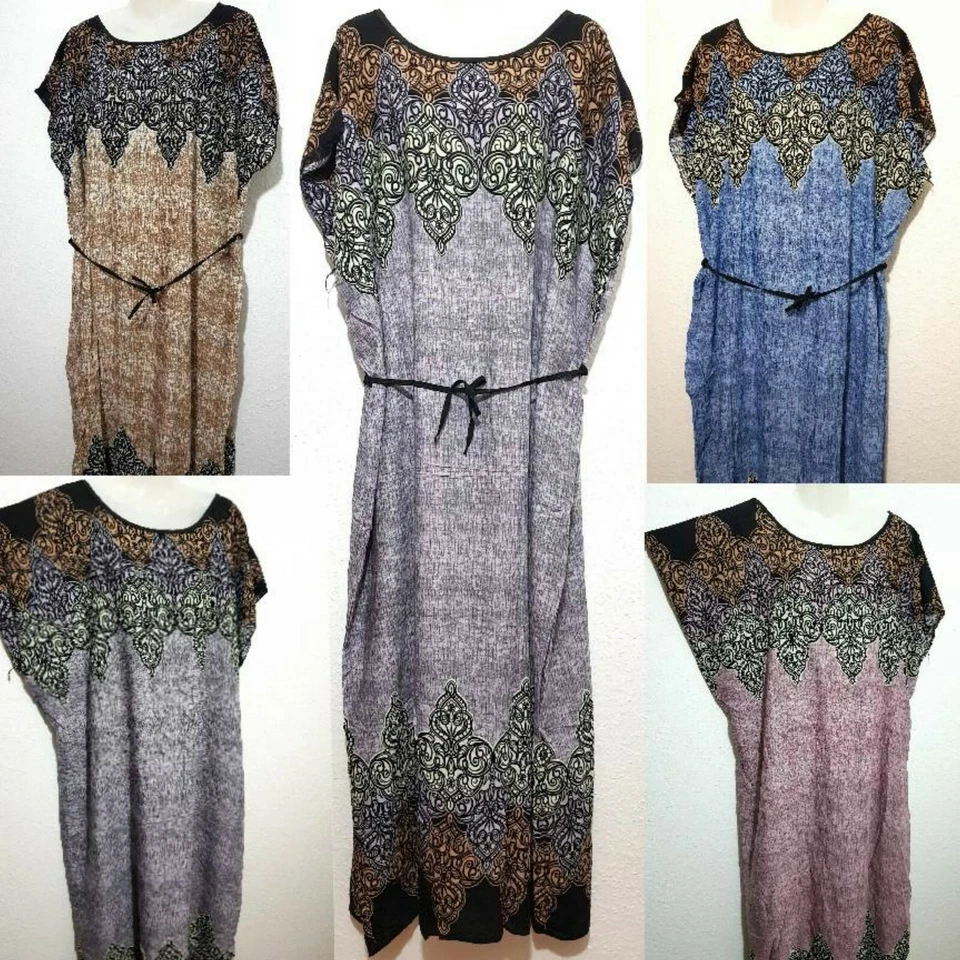 Robe Maxi Orientale Kaftan Robe D'Été Robe De Plage Boho Taille Unique - Photo 1/1