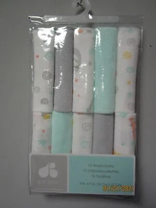 Gerber Just Born Baby Unisex 10-Piece Sloth Washcloths - Picture 1 of 2
