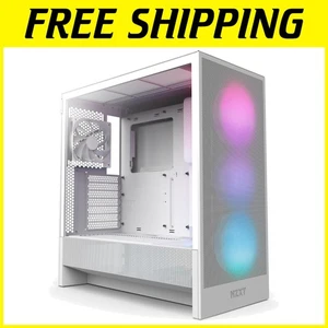 White Tempered Glass Gaming Case - H5 Flow with F360 RGB Fan & Superior Cooling - Picture 1 of 11