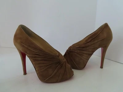 Christian Louboutin бежевый замшевый манчон 120 мм заглянуть носок насосы EUR 36 / США 6 - Изображение 1 из 4