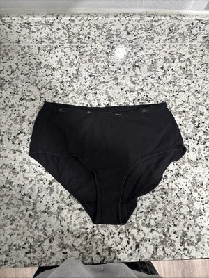 Bragas negras para mujer Hanes 100 % algodón ropa interior regular y talla grande negras Foto 1 de 4