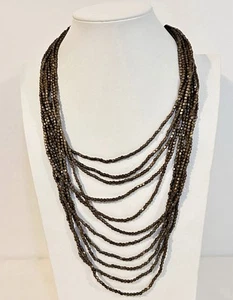 Vintage Brass 11 Strand Beaded Necklace 19" - Picture 1 of 14