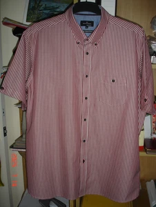 NEW M&S BLUE HARBOUR SHORT SLEEVE CASUAL SHIRT OXFORD WEAVE XXL REG RED STRIPE - Picture 1 of 7