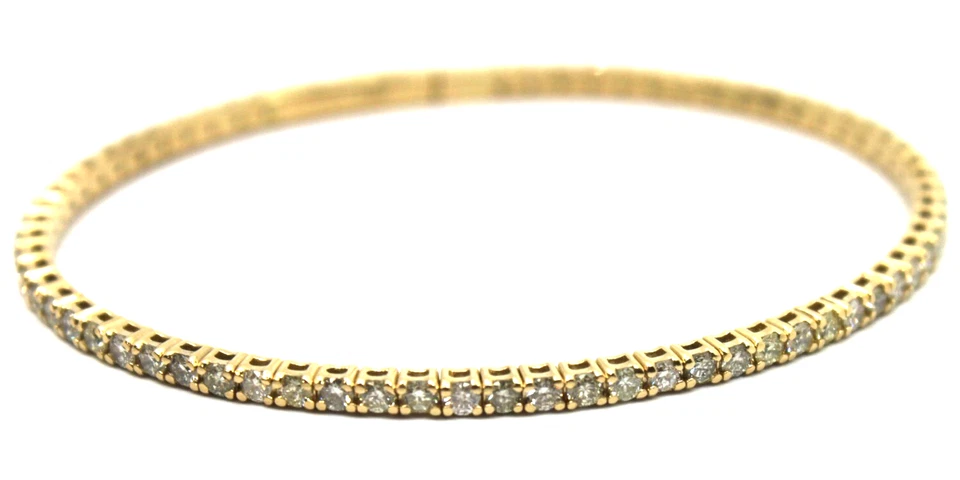 Brazalete de tenis de diamantes de oro amarillo macizo de 14 k 2,6 Tcw 6,5 - 7" pulgadas Foto 1 de 1
