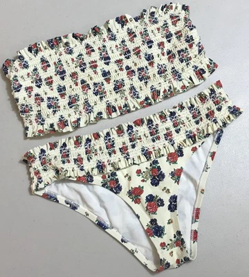 Conjunto de biquíni Tory Burch Costa listrado top e parte inferior maiô sem alças XS/S - Imagem 1 de 4