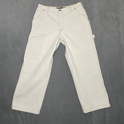 Pantalones de mezclilla Guess vintage para hombre 32x27 blancos carpintero ropa de trabajo utilitaria Canadá A1-18 Foto 1 de 4