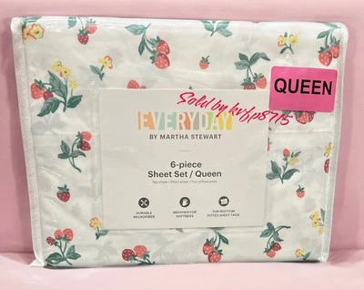 Conjunto de lençóis queen Fruit Everyday Martha Stewart 6 peças novo floral morango - Imagem 1 de 3