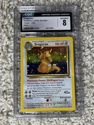 Dragonite CGC 8 Pokemon WOTC 2000 Fossil GERMAN Cosmos Holo Border Swirl POP 6! - Image 1 of 4