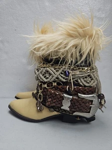 Botas occidentales de colección ACME para mujer Y2K personalizadas recicladas boho beige cuero talla 6,5 - Imagen 1 de 24