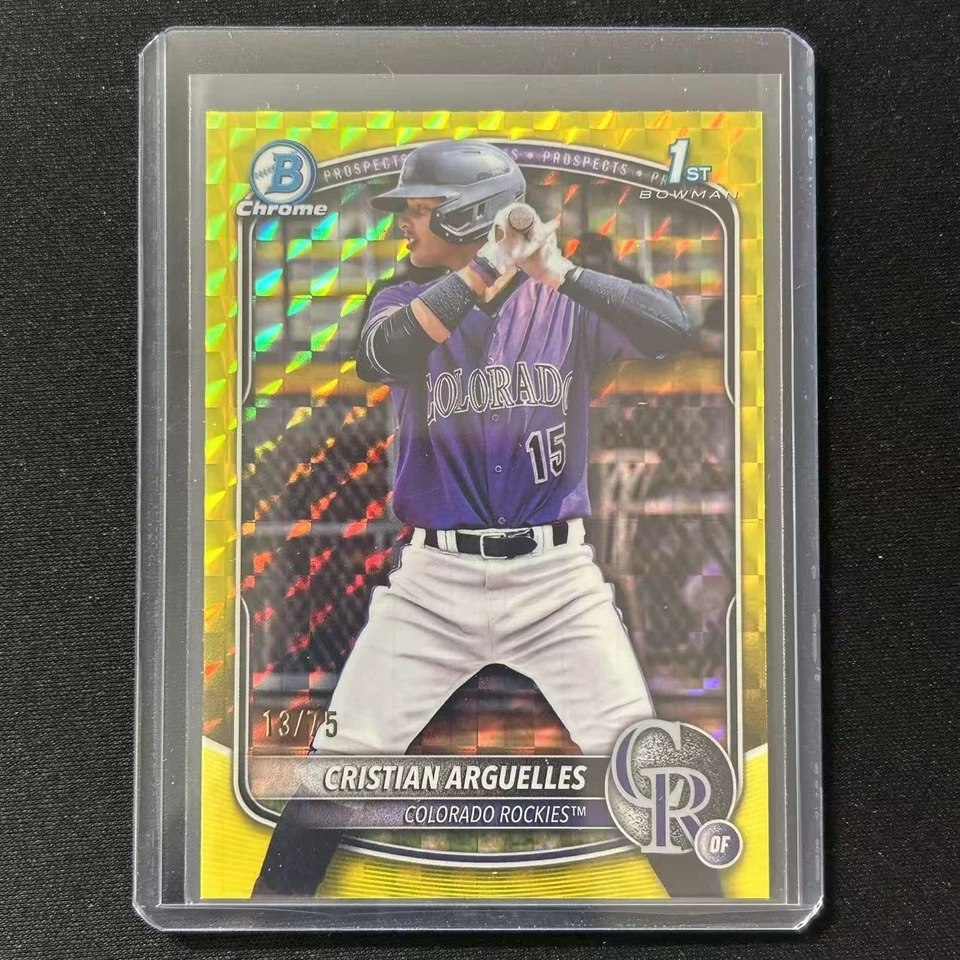 🀄️2025 BOWMAN CHROME PROSPECT 1ST YELLOW GEOMETRIC /75 CRISTIAN ARGUELLES - Image 1 of 1
