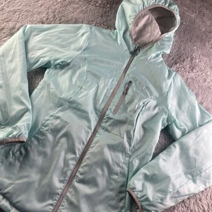 Eddie Bauer Jacket Womens Extra Small White Blue Aqua Reversible Puffer Coat - Picture 1 of 11