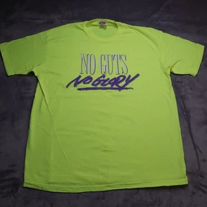 Vintage No Guts No Glory Shirt Adult Mens XL Yellow Single Stitch Hanes Tee - Picture 1 of 12