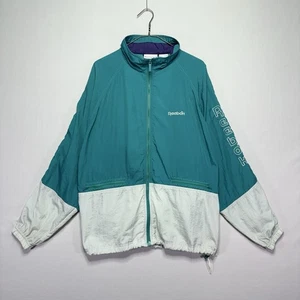 VTG 90s Reebok Track Jacket - Aqua Blue / Light Gray - Zip Up - OVERSIZED LARGE - Picture 1 of 7
