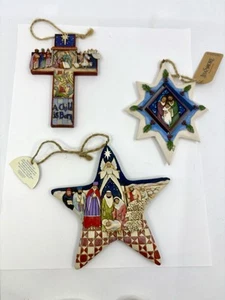 Jim Shore Christmas Nativity Ornaments Set Of 3 - Picture 1 of 6