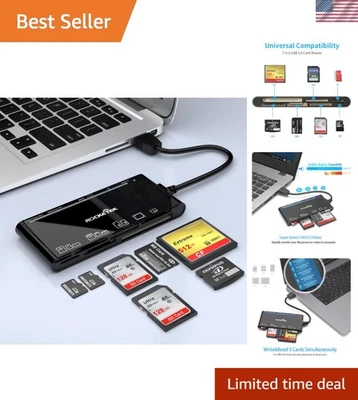 USB 3.0 7-in-1 Multi-Card Reader: Rapid 5Gbps Transfer for All Card Formats - Image 1 of 4