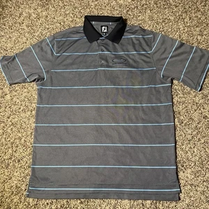 FootJoy Polo Shirt Mens XL Blue Striped Golf Performance Stretch Oasis Golf Club - Picture 1 of 7