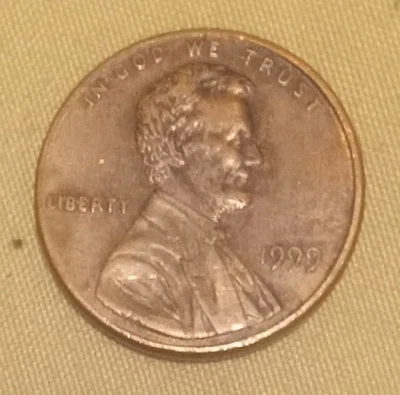 Rare Multiple Error 1999 offset date Lincoln Memorial Cent BROADSTRIKE error - Image 1 of 4