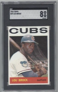 1964 Topps baseball card #29 Lou Brock Chicago Cubs graded SGC 8 - Picture 1 of 2