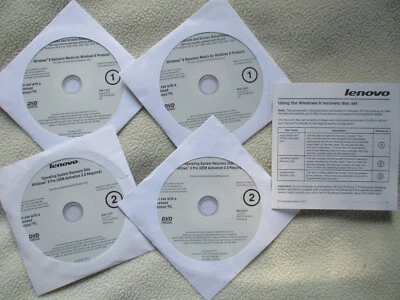 Lenovo Windows 8 Pro Operating System Recovery Media Disc Set of 4 DVDs OEM NEW! - Image 1 of 4