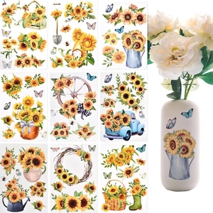 9 Sheets Sunflower Rub on Transfer, Rub on Decal Sunflower Decor Transfer Sticke - Picture 1 of 6