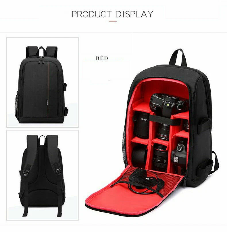 HUWANG DSLR Photo Camera Backpack Soft Bag Digital Laptop Bag for Canon Sony - Image 1 of 4
