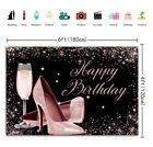 Shiny Pink High Heel Happy Birthday Backdrop Women Birthday Party Decoration