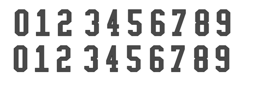 New Numbers 0-9 for Football Helmets Vinyl Decal .5" Wide X 1" Tall 20 Numbers - Image 1 of 1