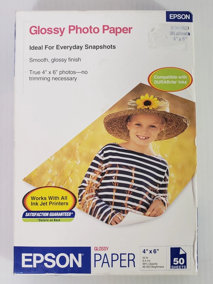Original Epson Glossy Photo Paper 4x6, 50 Sheets NEW - Image 1 of 2