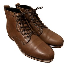 HELM Hand Made Brown Leather Boots, Men's - size 10 D Nice Condition USA