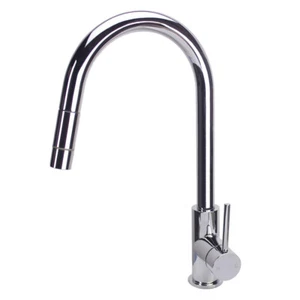 Tisira Chrome Coated Pull-Out Retractable Gooseneck Kitchen Mixer Tap (TMFP) - Picture 1 of 9