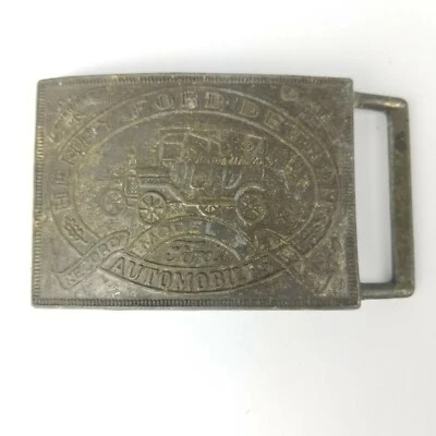 Hebilla de cinturón de latón modelo T vintage HENRY FORD Detroit Automóvil Record año Foto 1 de 4