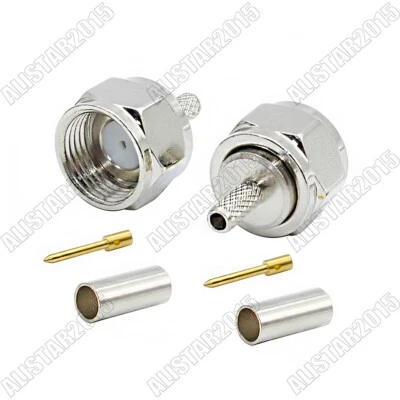 10pcs F Crimp Plug Male Connector For RG179,RG174,RG178,RG316,LMR100 Coax Cable - Image 1 of 4