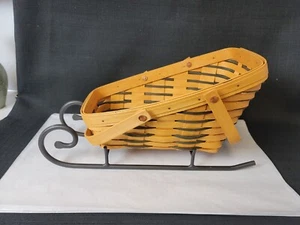 Longaberger 1998 Large Holiday Sleigh Basket W/ Foundry Runners - Picture 1 of 10