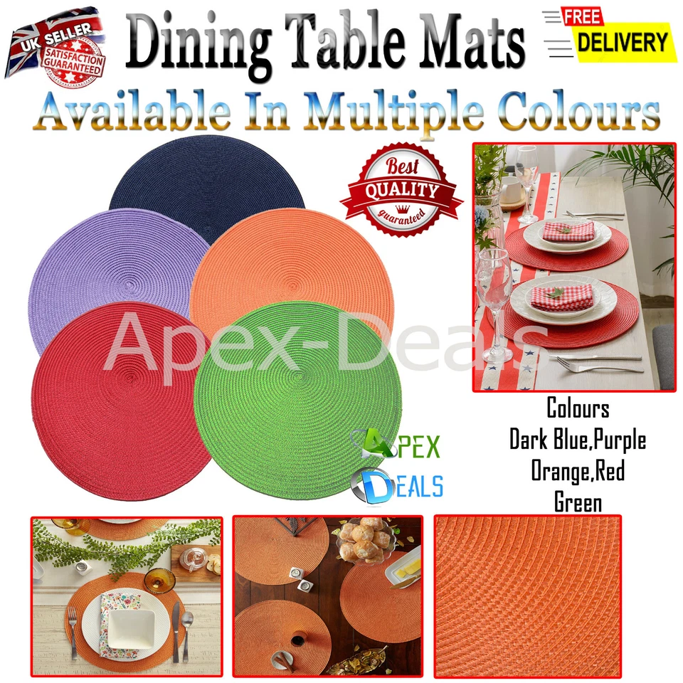 8/6/4/2 Jacquard Placemats Round Dining Wedding Birthday Kitchen Table Place Mat - Image 1 of 1