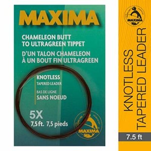 Maxima Fishing Line 7 1/2-Feet Knotless Tapered Leaders, Brown and Green, 5X