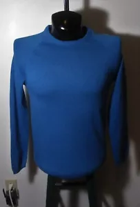 Men's EFFECT Blue Thin Tight Knit Long Sleeve Crew Sweater Size M NWT - Picture 1 of 6