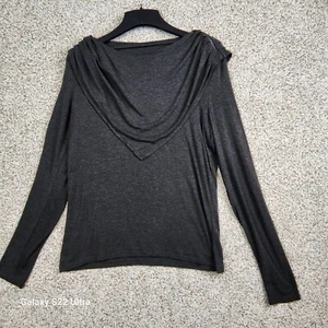 Vivienne Tam Womens Top Gray Large Drape Front and Back Long Sleeve Boat Neck - Picture 1 of 8