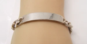 VTG MEXICO STERLING SILVER ID BRACELET LINKS NO ENGRAVING 7 1/4” 30.6 GRAMS - Picture 1 of 6