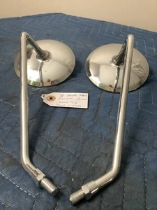 Universal 4.5” Chrome Round Motorcycle Mirrors Honda Kawasaki Yamaha - Picture 1 of 7