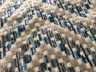Romo Cut Velvet Chevron Upholstery Fabric- Ortiz / Moroccan Blue 1.25 yd 7767/02 - Image 1 of 3